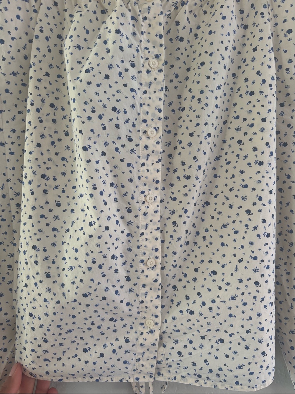 UNIQLO Blue Floral Tie Back Peasant Blouse Size S - Picture 2 of 7